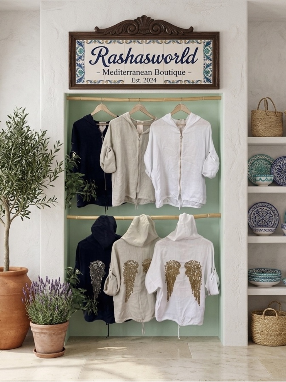 100% Linen Women's Hooded Zip Jacket Available in White Beige Navy O/S